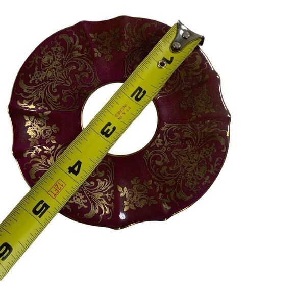 Alka Kunst Bavaria Heavy Gold Burgundy Tea Cup And Saucer Maroon Floral Scroll - Picture 9 of 9